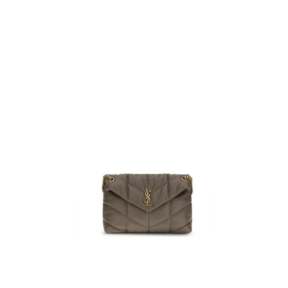 Saint Laurent Gray Lamb Leather Shoulder Bag