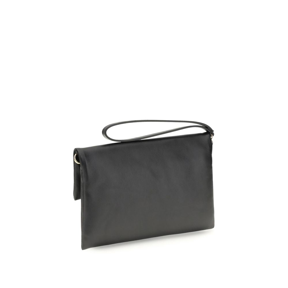Fendi Black Lamb Ovis Aries Aries Clutch Bag