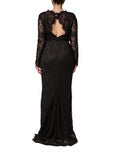 Dolce & Gabbana Black Floral Lace Sheath Long Maxi Dress