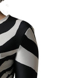 Dolce & Gabbana Black White Polyester Zebra Pattern Jumpsuit