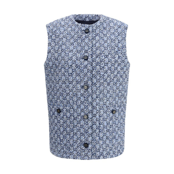 Gucci Blue Cotton Sleeveless Jacket