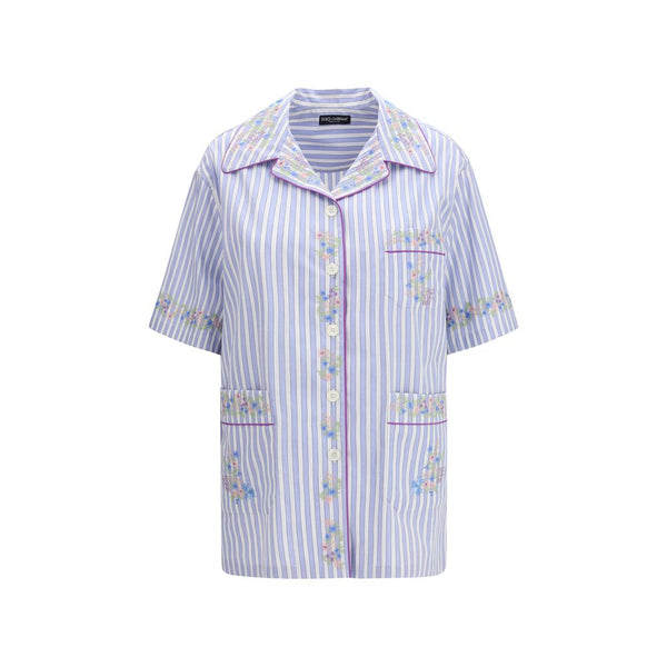 Dolce & Gabbana Blue Cotton Shortsleeve Shirt