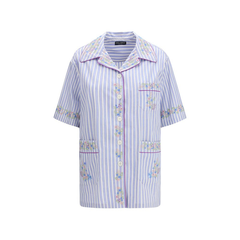 Dolce & Gabbana Blue Cotton Shortsleeve Shirt