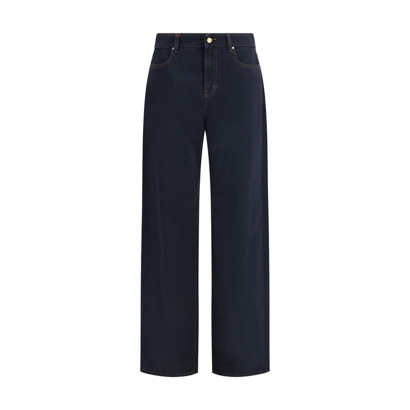 Max Mara Blue Cotton Casual Pants