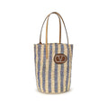 Valentino Garavani Blue Raffia Backet Bag