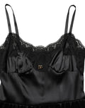 Dolce & Gabbana Black Silk Satin Lace Sleeveless Mini Dress
