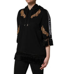 Dolce & Gabbana Black Embroidered Tassel Hooded Sweatshirt Sweater