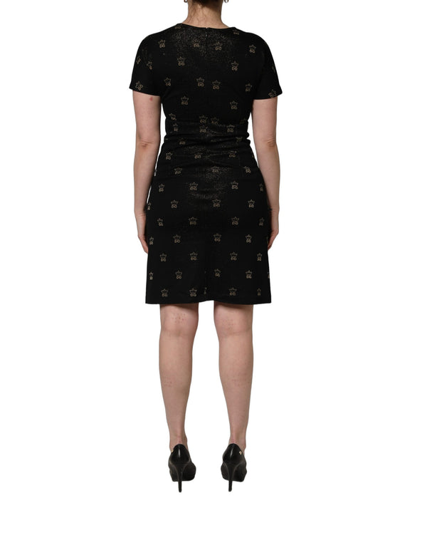 Dolce & Gabbana Black DG Crown Short-Sleeve Sheath Dress