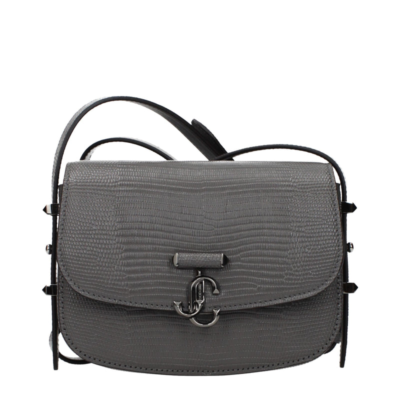 Jimmy Choo Gray Leather Shoulder Bag