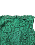Dolce & Gabbana Green Floral Lace Cotton Sleeveless Midi Dress