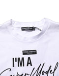 Dolce & Gabbana White I'm A Super Model Fan Print Jersey T-shirt