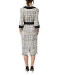 Dolce & Gabbana Black White Tweed Sheath A-line Midi Dress