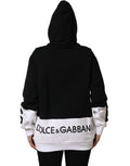 Dolce & Gabbana BlackWhite Appliqué Hooded Sweatshirt Sweater