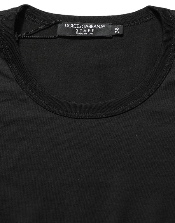 Dolce & Gabbana Black Cotton Round Neck Short Sleeve T-shirt