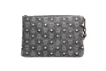 MCM Veritas Medium Dark Grey Denim Monogram Logo Canvas Clutch Pouch Handbag