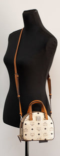 MCM Half Moon Mini Round Top Tote Crossbody Bag