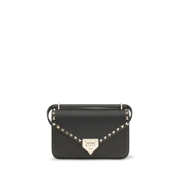 Valentino Garavani Black Calf Leather Bos Taurus Shoulder Bag