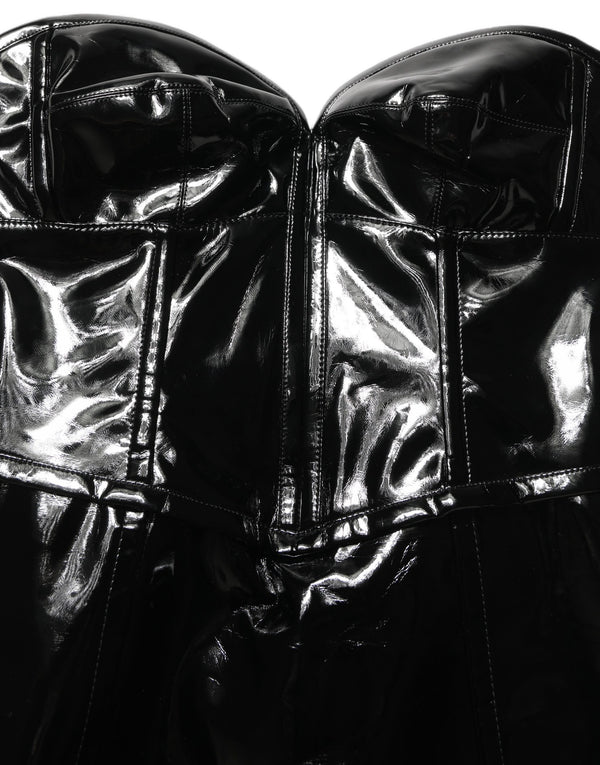 Dolce & Gabbana Black Patent Leather Corset Style Mini Dress