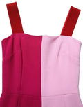 Dolce & Gabbana Two Tone Pink Wool Sleeveless Midi Dress