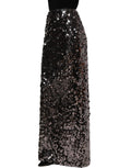 Dolce & Gabbana Brown Sequinned Embellished Pencil Cut Skirt