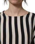 Dolce & Gabbana Black White Stripes Round Neck Blouse Top