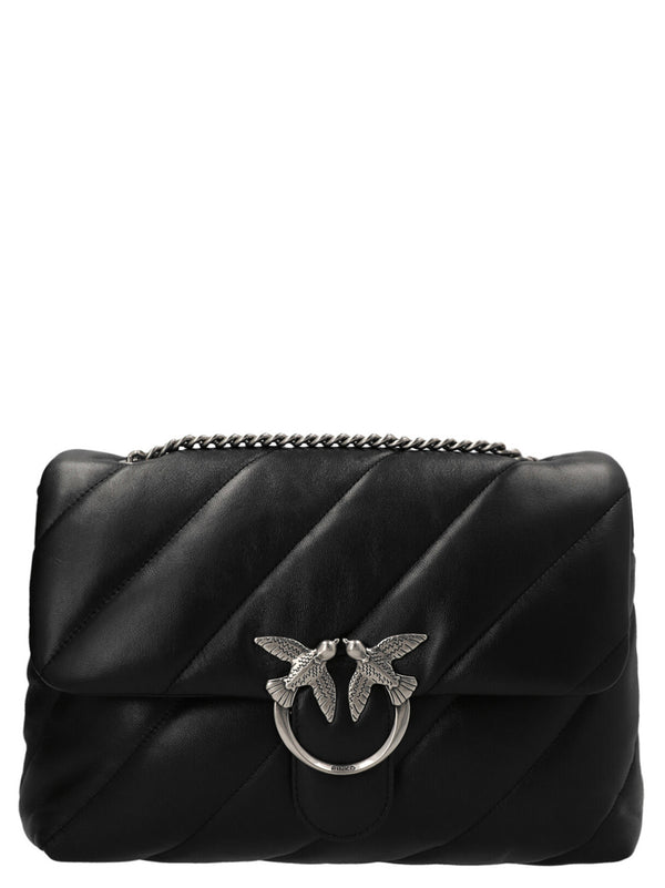 PINKO Black Lamb Leather Crossbody Bag