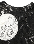 Dolce & Gabbana Black White Floral Lace Short Sleeve Blouse Top