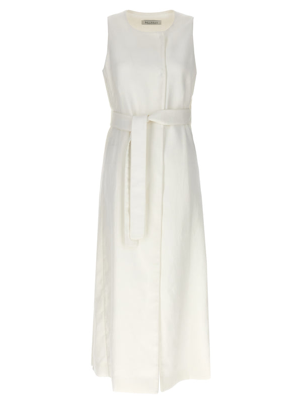 Max Mara White Flax Sleeveless Jacket