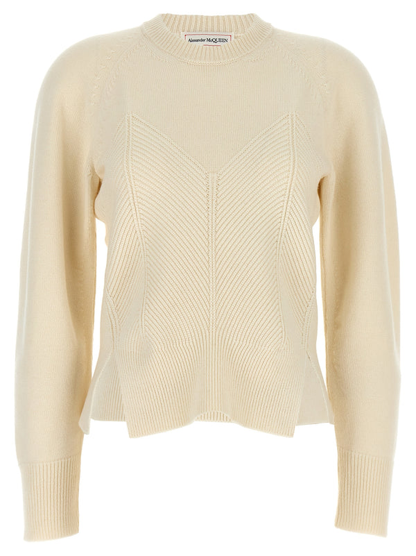 Alexander McQueen White Wool Cardigan