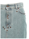 Moschino Blue Cotton Midi Skirt