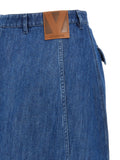 Valentino Garavani Blue Cotton Midi Skirt