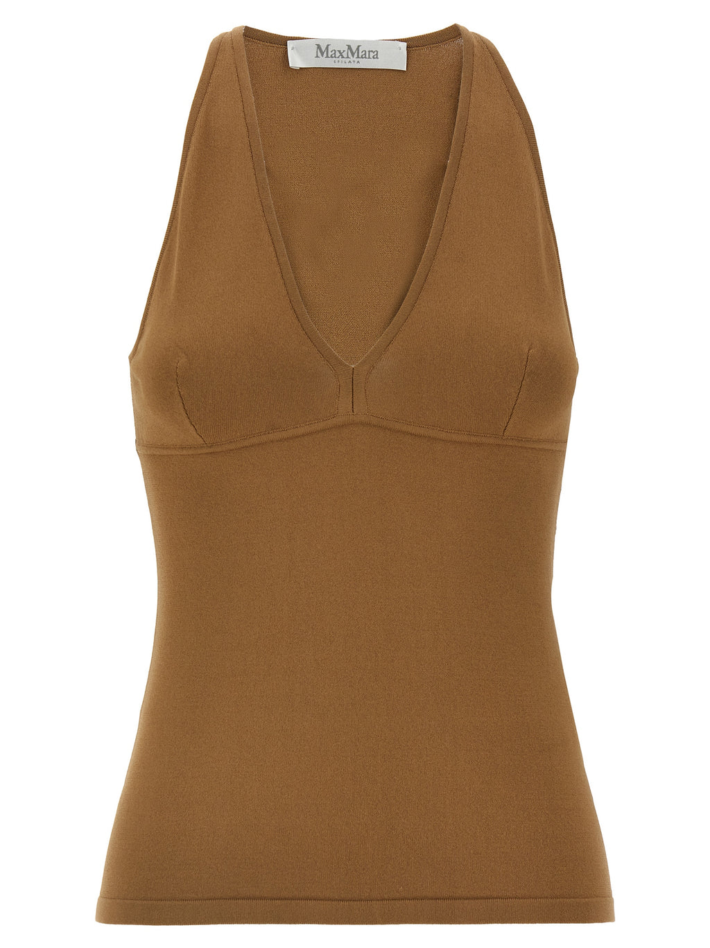 Max Mara Brown Viscose Sleeveles T-Shirt