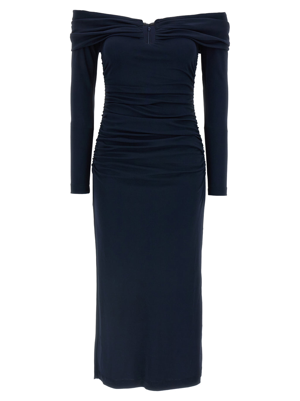 Carolina Herrera Blue Marabou Midi Dress