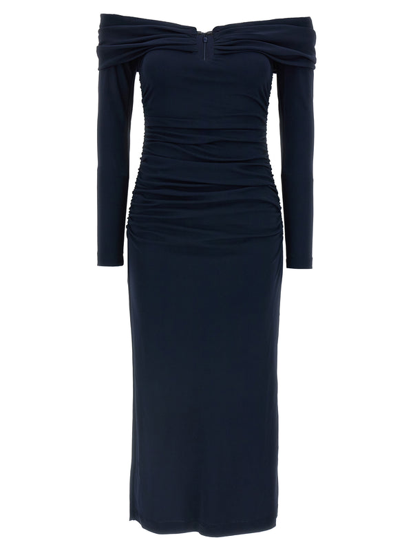 Carolina Herrera Blue Marabou Midi Dress