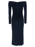 Carolina Herrera Blue Marabou Midi Dress