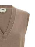 Fendi Beige Cashmere Sleeveless Jacket