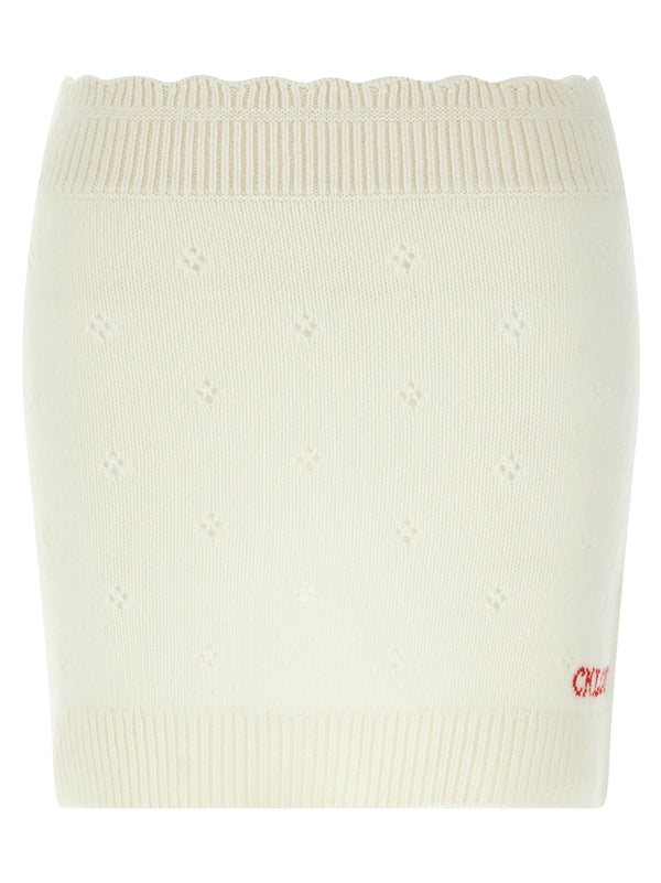 Chloé White Wool Long Skirt