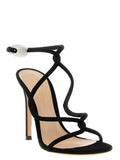 Gianvito Rossi Black Suede Leather Stiletto Heel Sandals