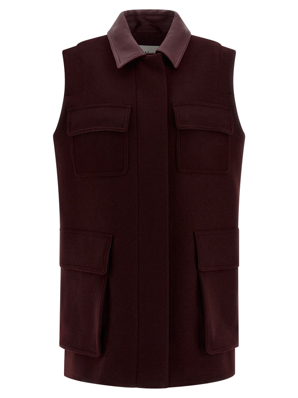 Max Mara Bordeaux Virgin Wool Sleeveless Jacket