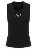 Balmain Black Cotton Sleeveles T-Shirt