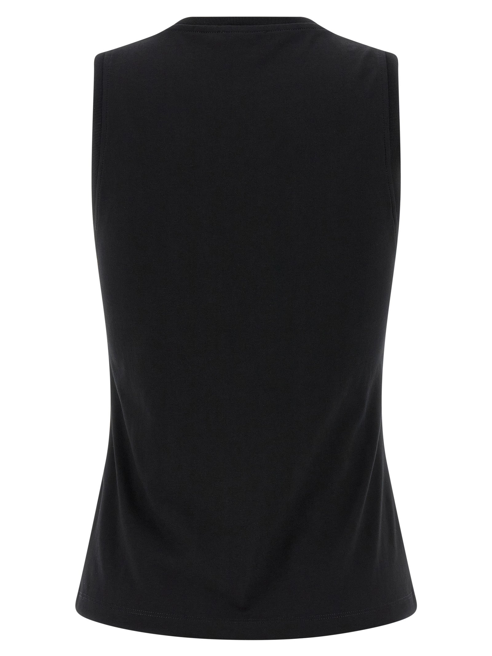 Balmain Black Cotton Sleeveles T-Shirt