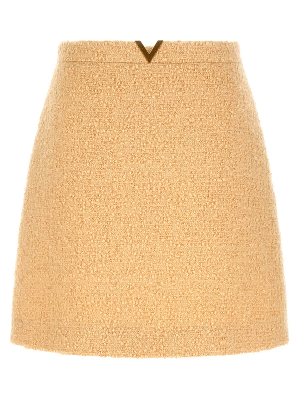 Valentino Garavani Beige Virgin Wool Long Skirt