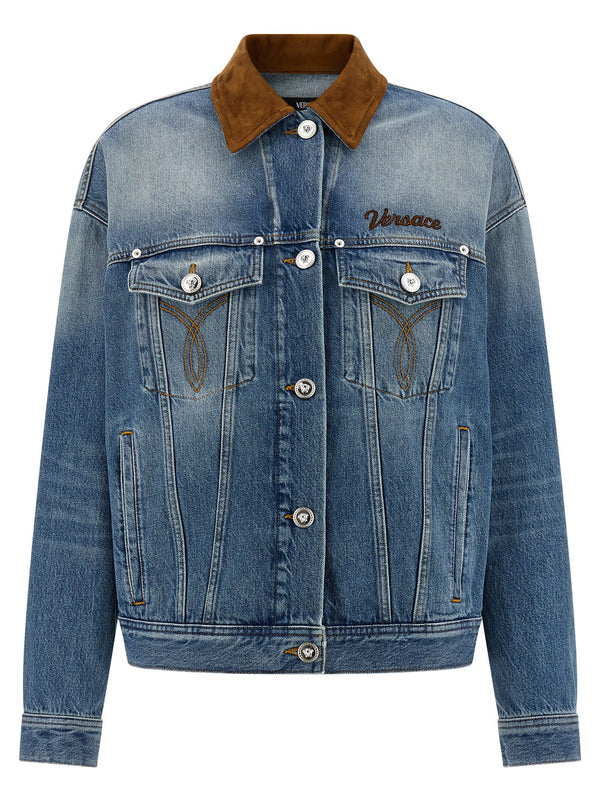 Versace Blue Cotton Denim Jacket