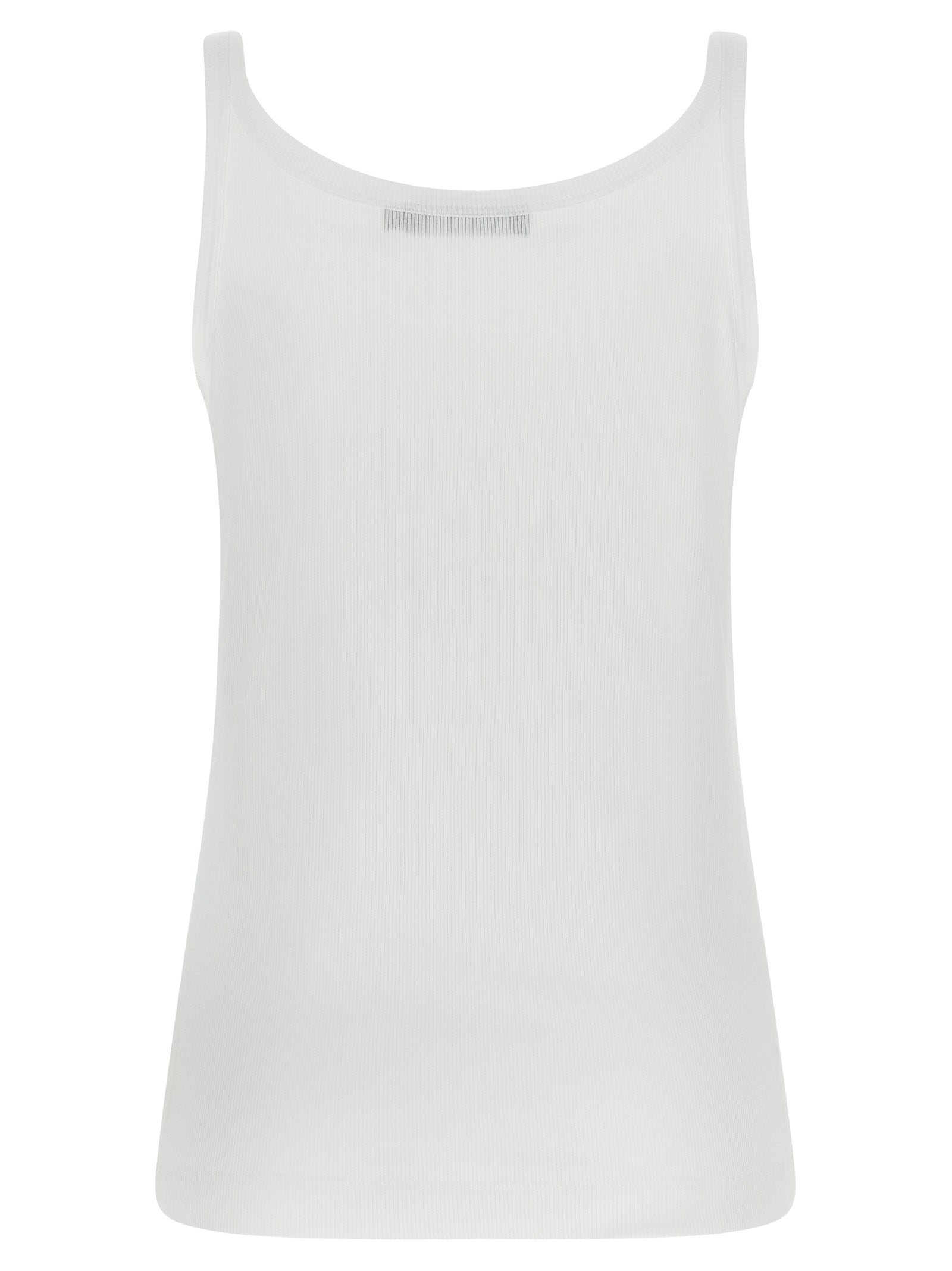 Dolce & Gabbana White Cotton Sleeveles T-Shirt