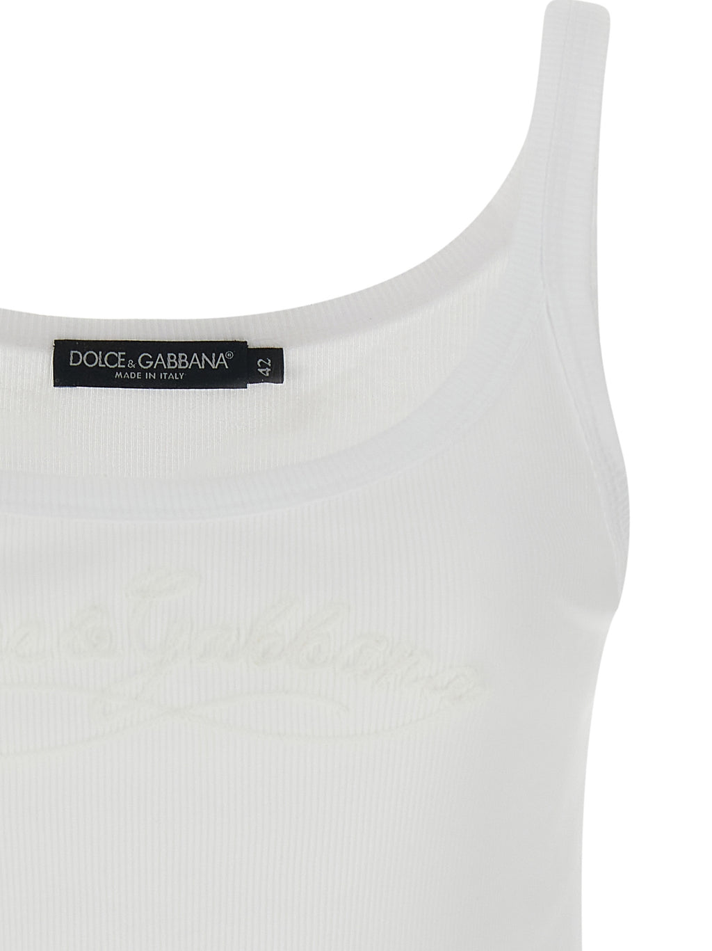 Dolce & Gabbana White Cotton Sleeveles T-Shirt