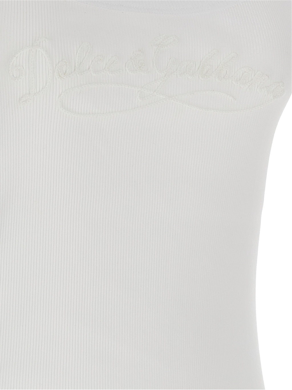 Dolce & Gabbana White Cotton Sleeveles T-Shirt