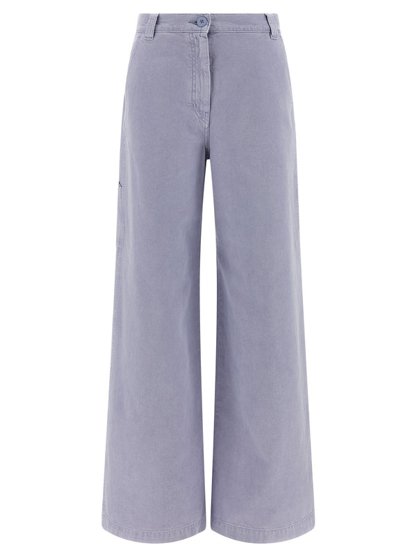 Max Mara Purple Cotton Casual Pants