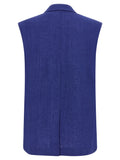 Max Mara Blue Linen Sleeveless Jacket