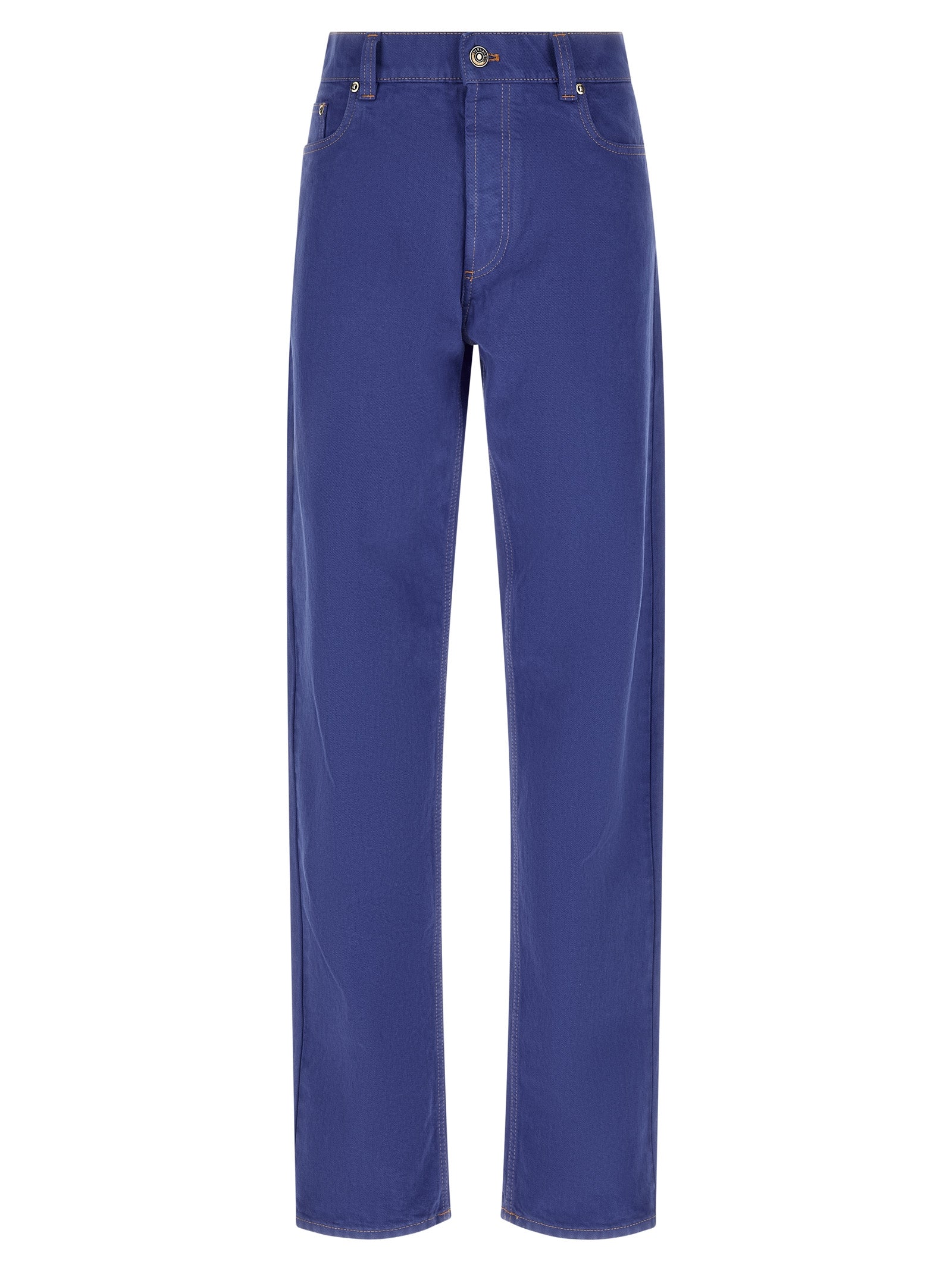 Versace Blue Cotton Straight-Leg Jeans