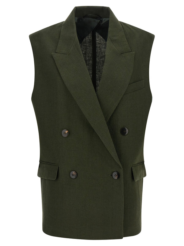 Max Mara Bicolor Linen Sleeveless Jacket